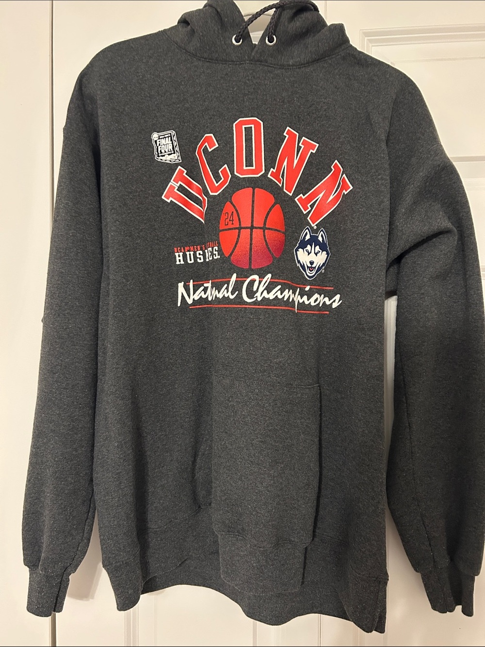 UConn Huskies Men's Charcoal Gray Hoodie - National Champions